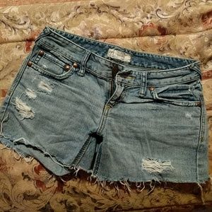 Free People Distressed Denim Shorts